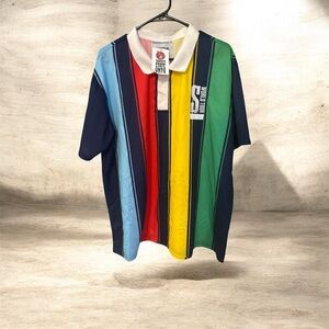 Spiritual World Tour Multi Strip Polo Collared Shirt Mens XL